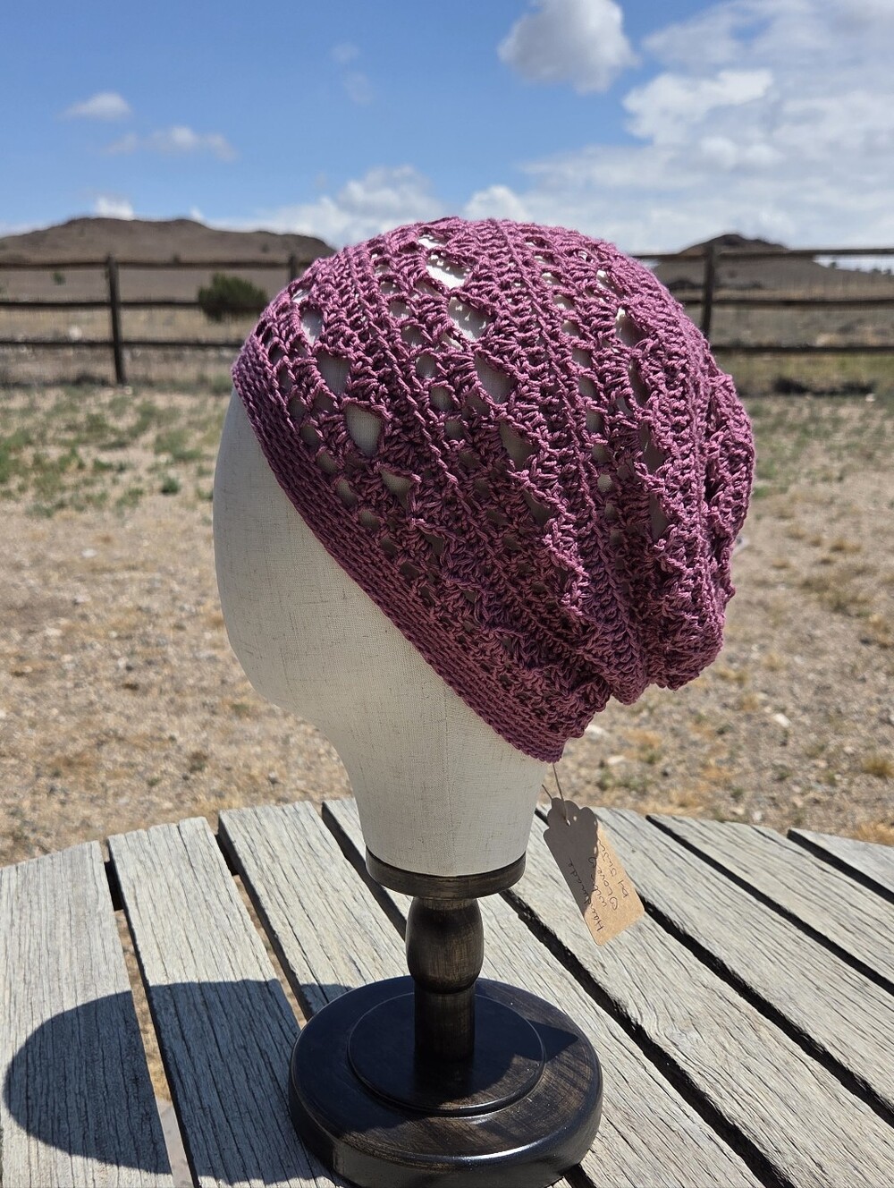 Artisan Handmade Extra-Lightweight Cotton Blend Crochet Lacey Boho Slouch Beanie